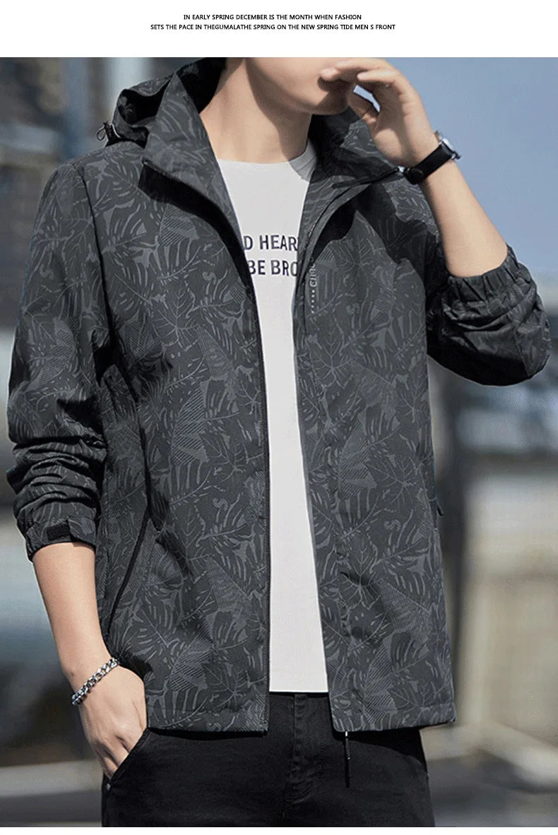 Sport Coat Men's New Style Casual Waterproof Outdoor Jacket for Spring Fashion Print Men's Clothing Outdoor Jacket for Men With