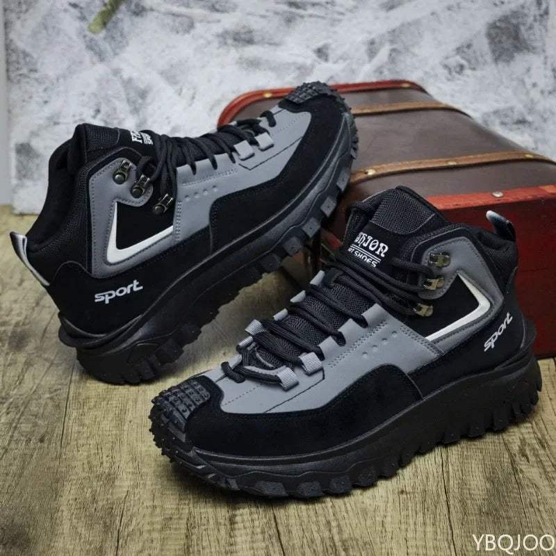 Outdoor Men's Hiking Casual Lightweight Anti Slip Slightly Vulcanized Shoes Waterproof High Top Hiking Sports Camping Men Shoes