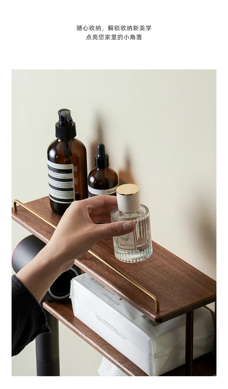 Wall-Mounted Wooden Bathroom Storage Rack Multi-Layer Vanity Organizer for Towels And Cosmetics Home Vanity Countertop Solution