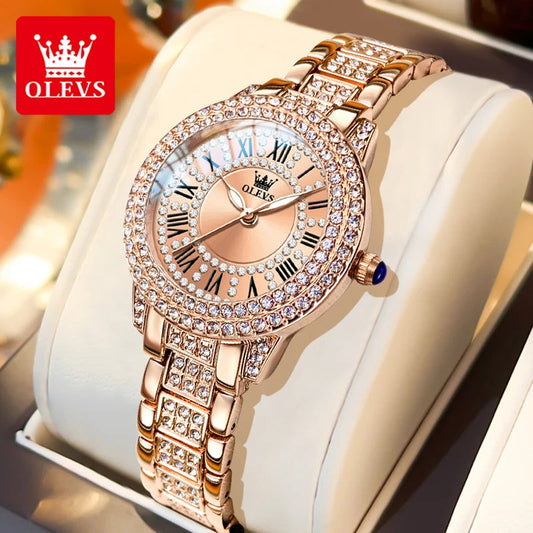 OLEVS 9943 Luxury Elegant Women's Watches Full Diamond Dial Waterproof Fashion Quartz Watch for Ladies Original Authentication SwiftNest