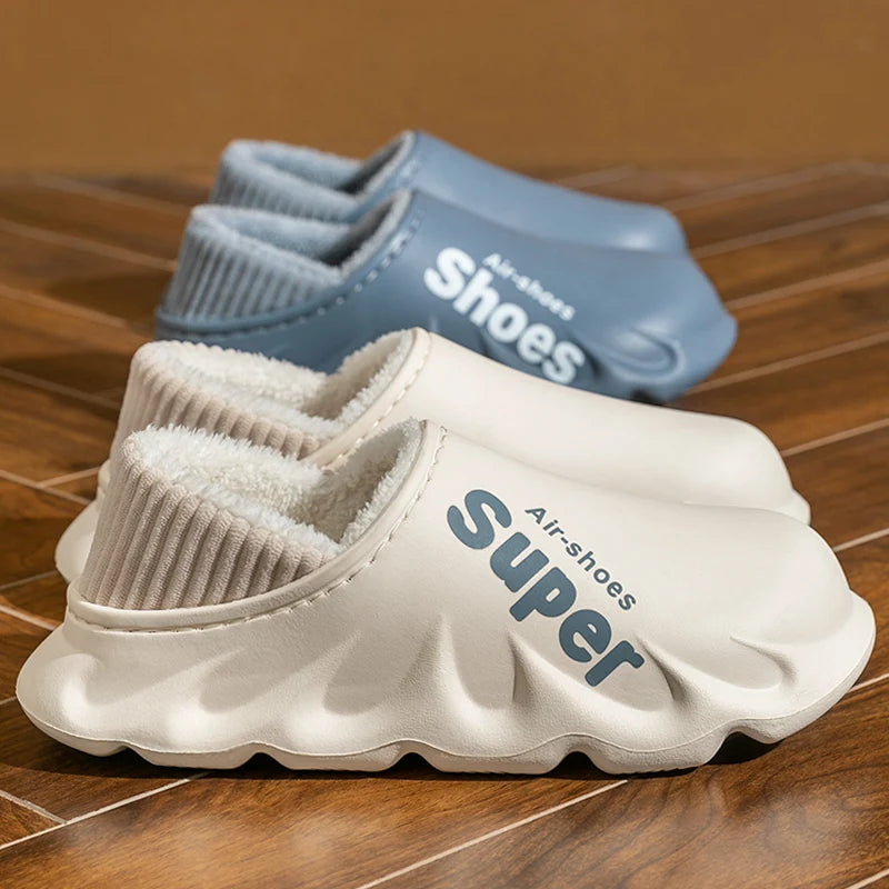 New Winter Men Women Warm Slippers Cotton Slippers Outdoor Indoor Warm Shoes Men's Couple House Bedroom Plush Slippers Big Size