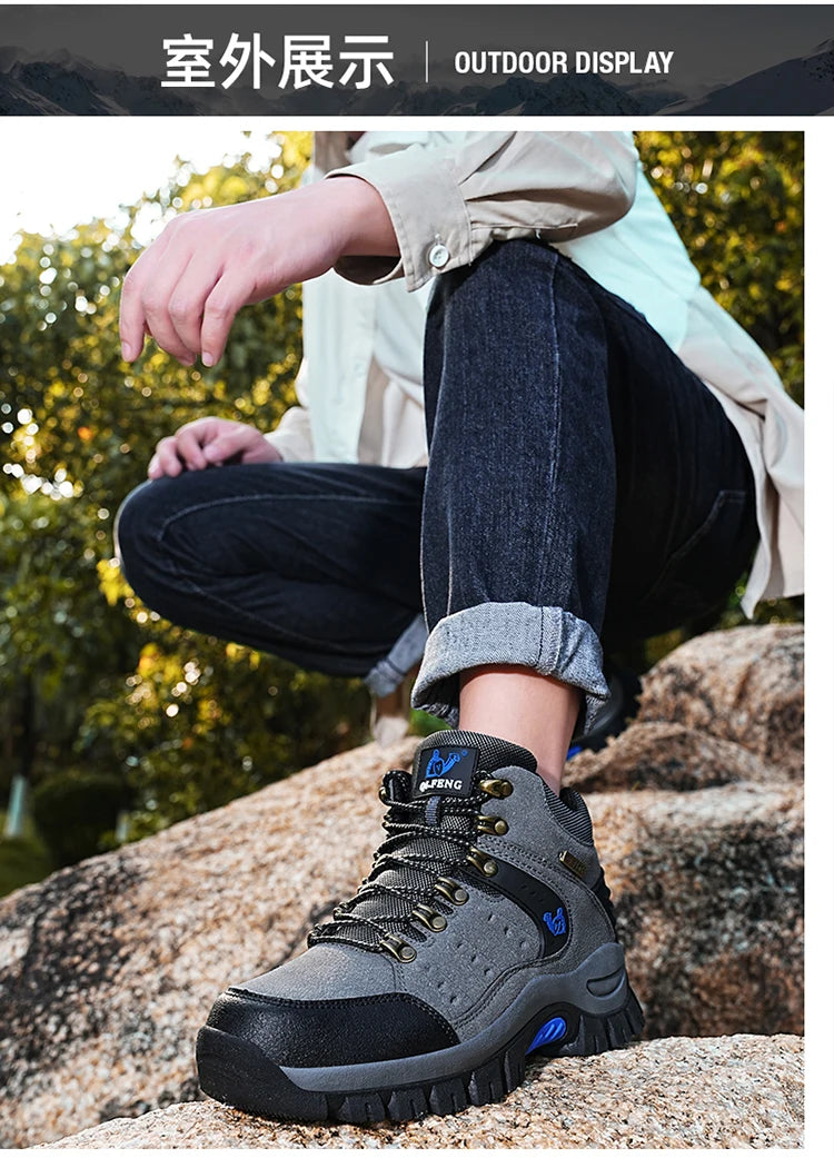 أحذية المشي لمسافات طويلة مقاومة للماء للرجال والنساء في الربيع والخريف، أحذية رياضية جبلية مقاومة للاهتراء، أحذية رياضية للصيد