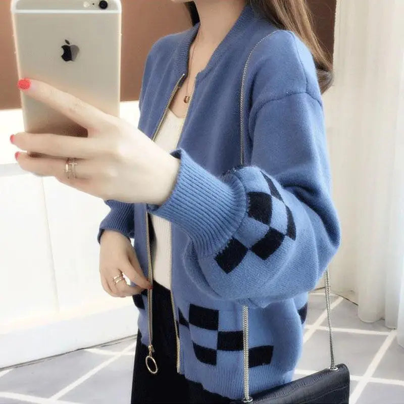 Women's Clothing Vintage Fashion Short Style Knit Cardigan Autumn Winter New Casual Loose O-neck Long Sleeve Sweaters Lady Tops