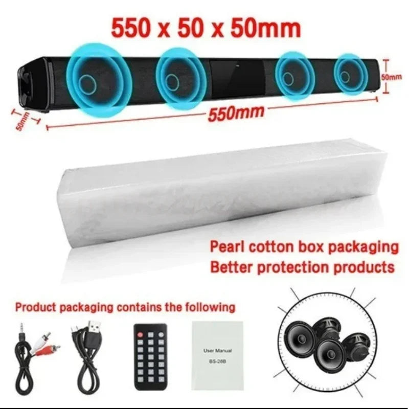 Bluetooth Speaker Super Powerful Sound Bar Portable Wireless Surround Stereo Home TV Sound Box Subwoofer FM Radio Home Theater