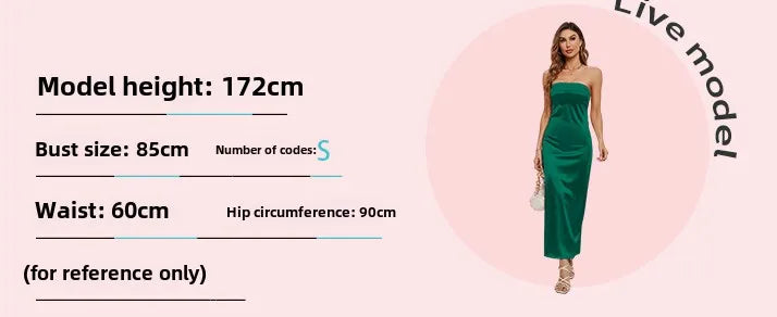 2025 New Fashion Women Sexy Dress Solid Color Wrapp Chest Elastic Backless Satin Dresses Casual Summer Bodycon Dress Party Dress