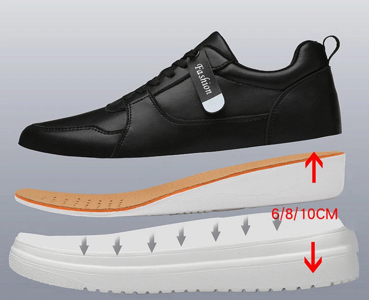 Fashion Men Casual Shoes Men Low Cut Sneakers Breathable Height Increasing Shoes 6/8/10CM Thick Sole Hard-Wearing Male Footwear