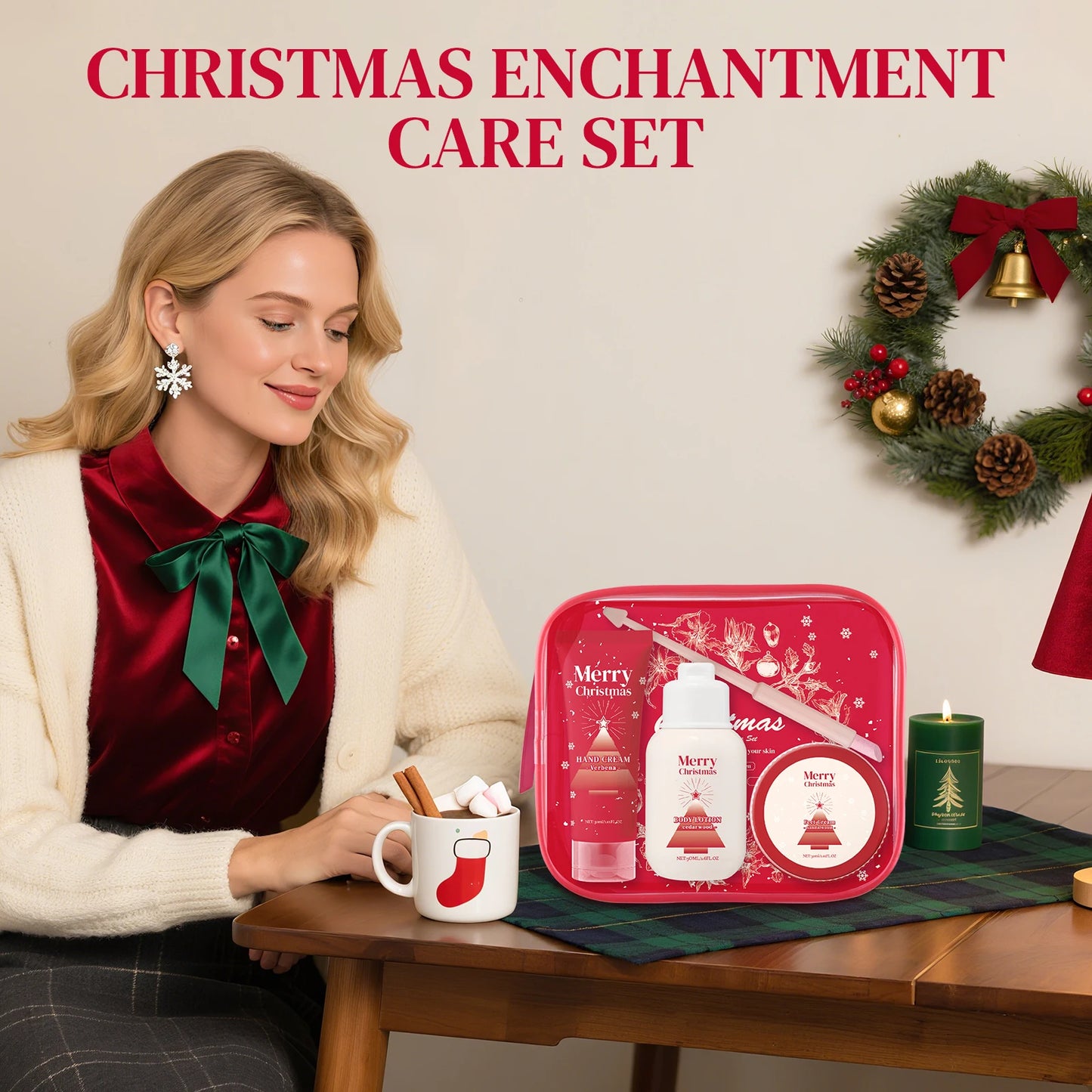 110ml Christmas Boay Care Gift Set Hand Cream Body Lotion Foot Cream & Nail Pen Moisturizing Winter Skin Care Kit for Women Men