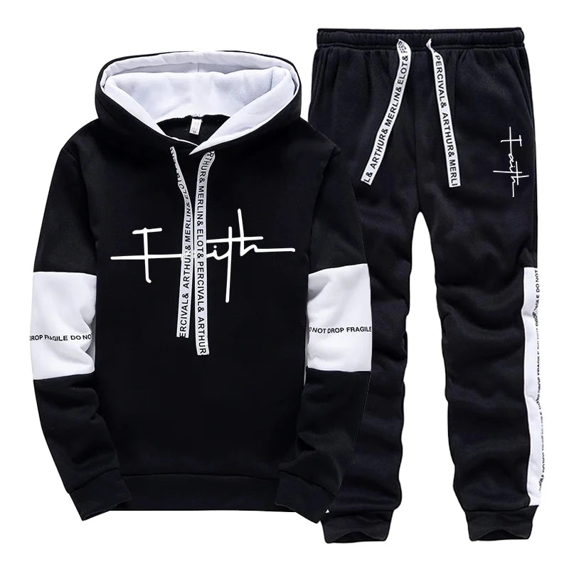 Casual Mens Tracksuit Printing Sweatshirts Outdoors  Sports Jogging Mens Clothing Versatile Single Piece Hoodie Pants Sportswear