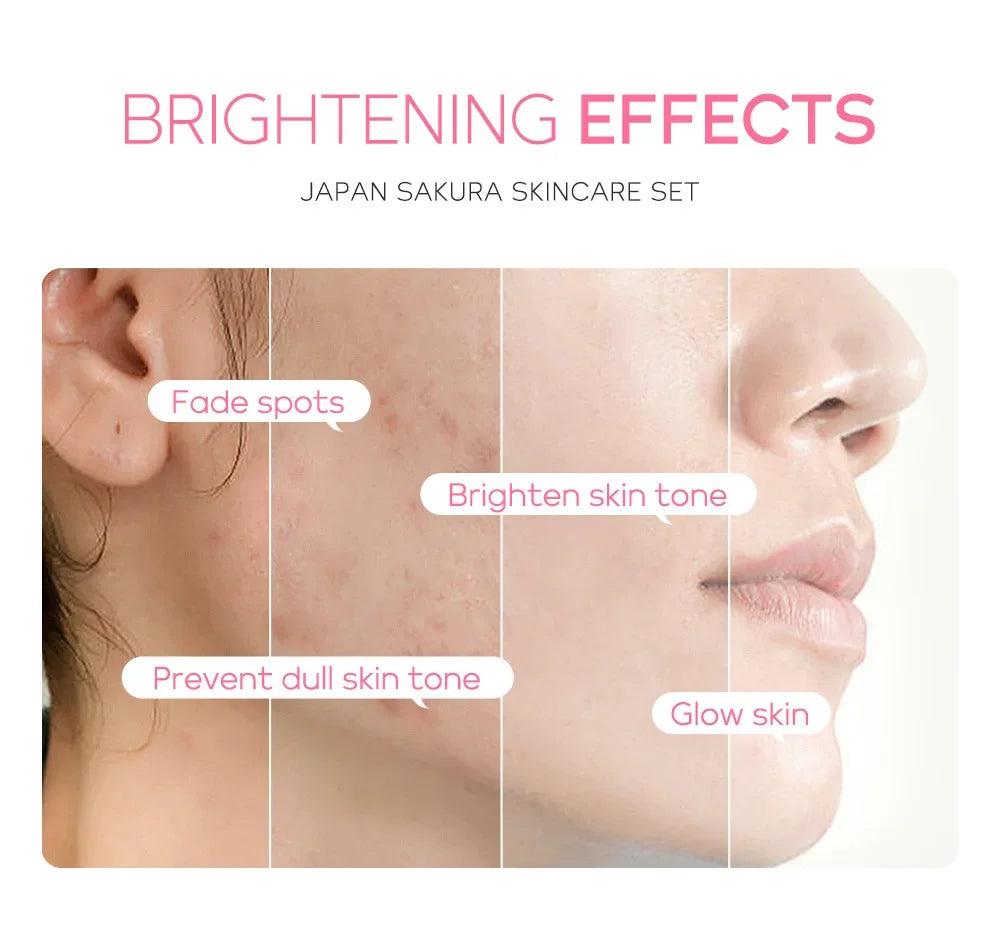 3pcs/set Vitamin C 24K Golden Sakura Skin Care Sets Face Cream Serum Eye Cream Moisturizing Anti Wrinkles Face Care Kit