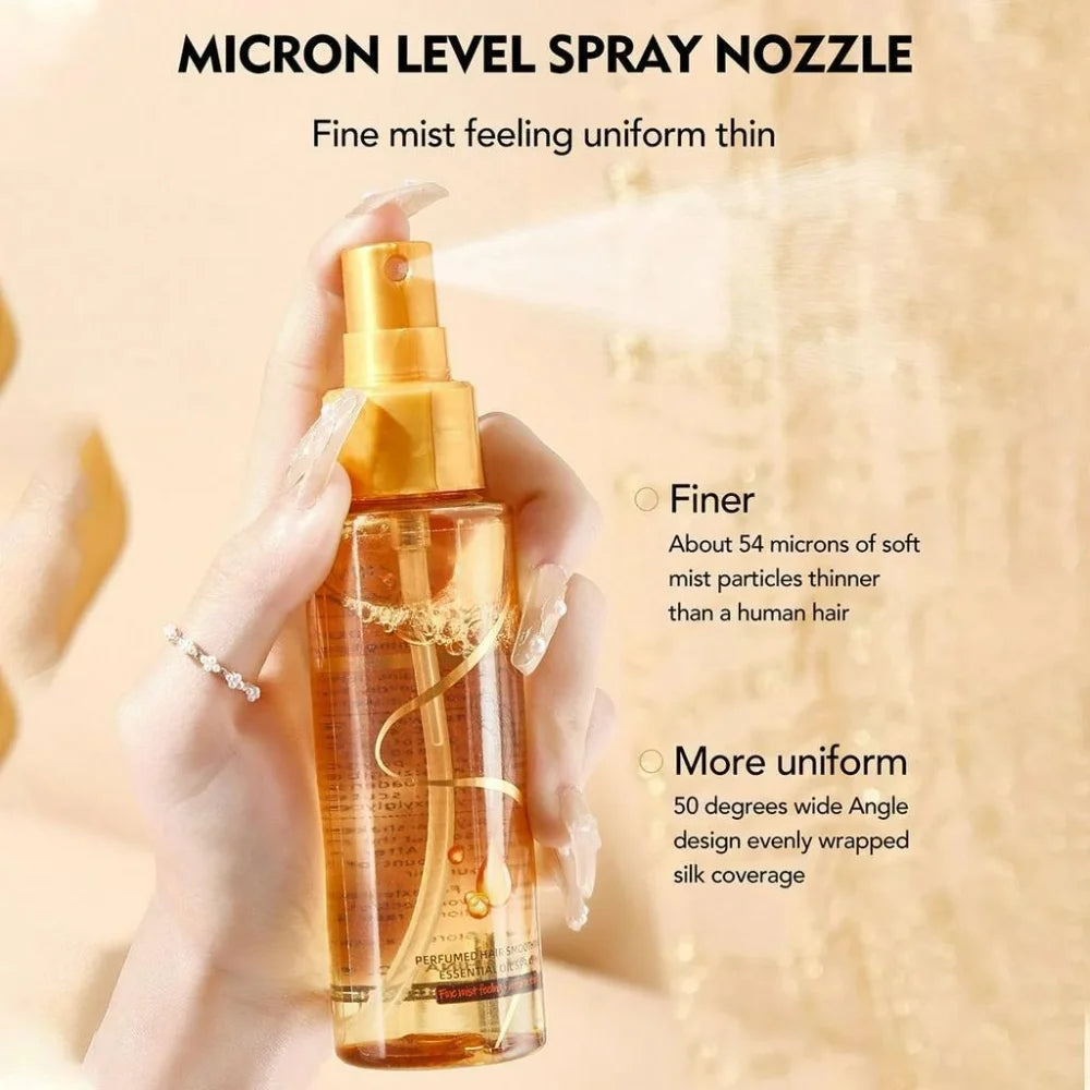 بخاخ زيت عطري للعناية بالشعر، مغذي ومصلح، لمسة نهائية ناعمة ولامعة، عطر يدوم طويلاً، سهل الاستخدام لجميع أنواع الشعر