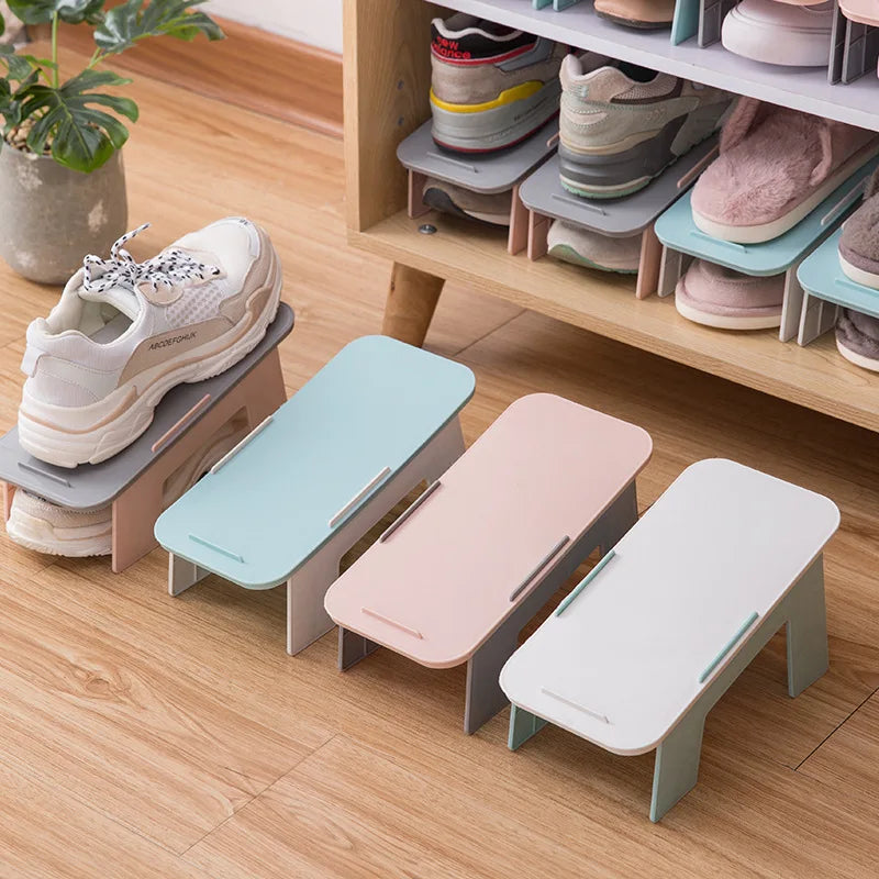 Household Storage Shoe Rack, Double-layer Shoe Holder Plastic Integrated Simple Foldable Economical Simple Shoe Storage Rack