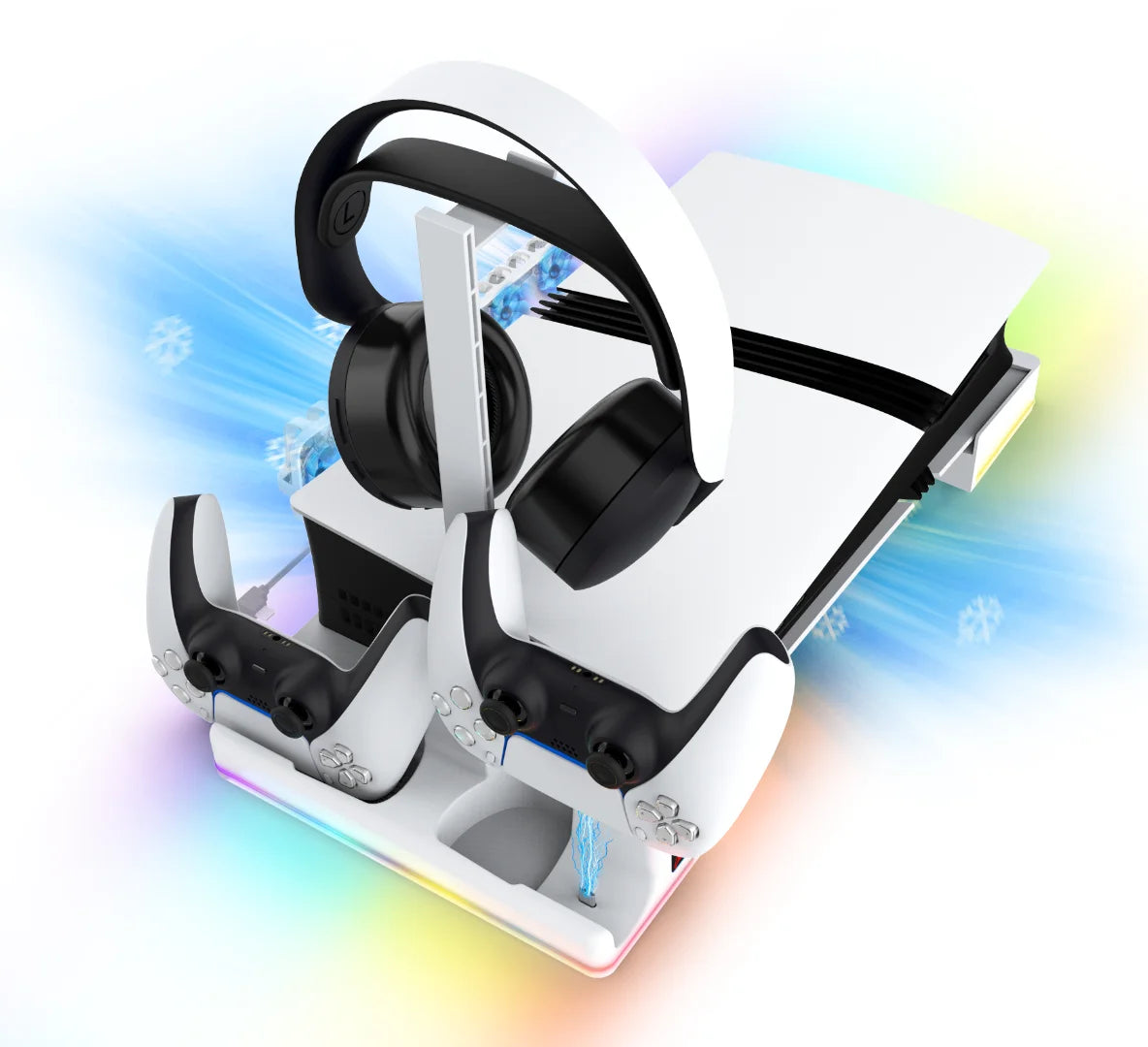 IPEGA Multi-Functional Horizontal Stand for PS5 Slim/Pro Console with Dazzling RGB Colors Equipped with 3 Cooling Fans PG-P5S039