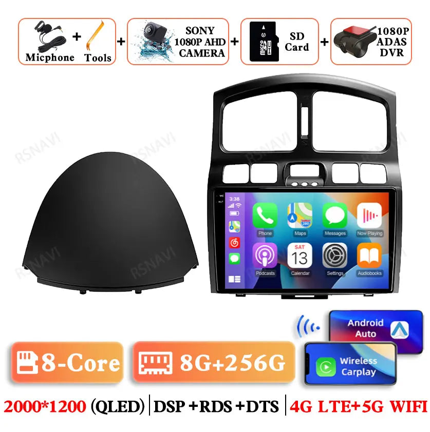 أندرويد 15 لسيارة هيونداي كلاسيك سانتا في 2000-2004 جاك S1 (رين) 2005-2015 راديو سيارة كوالكوم بي تي نظام ملاحة جي بي إس كيو إل إي دي 5 جي واي فاي أوتو