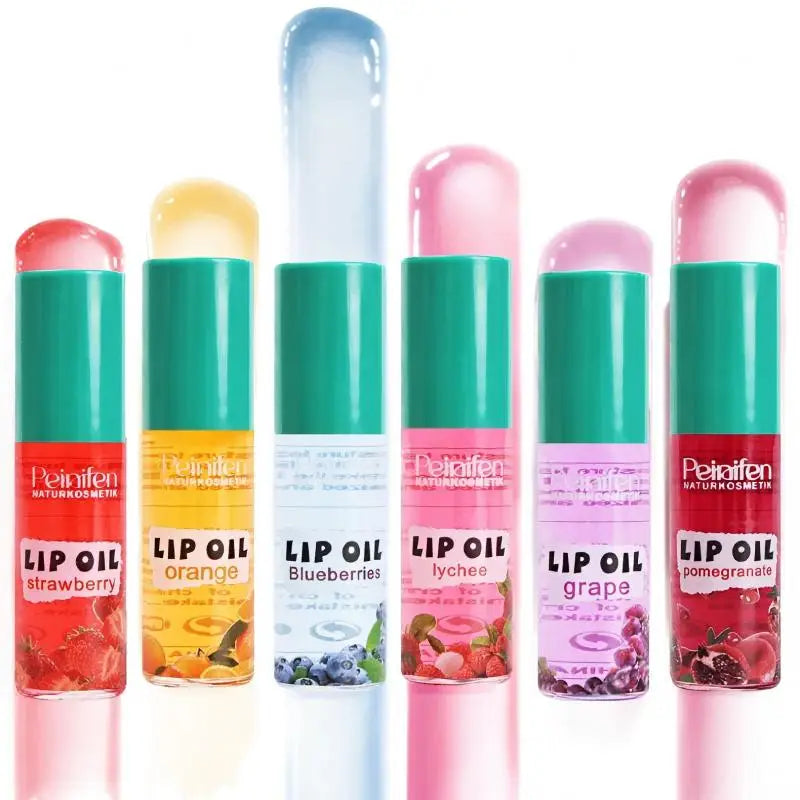 6PCS Fruit-Flavored Lip Balm Set Watery Lip Gloss Lip Oil Smooth Lip Lines Plump Lips Beauty Care Kit for Lip Hydration