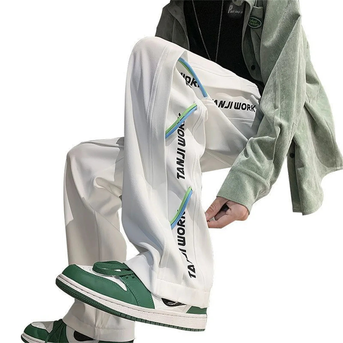 2025 اتجاهات الموضة الجديدة للرجال سراويل كاجوال معالجة السراويل رقيقة فضفاضة كبيرة الحجم مرنة قابلة للتنفس وجيدة التهوية