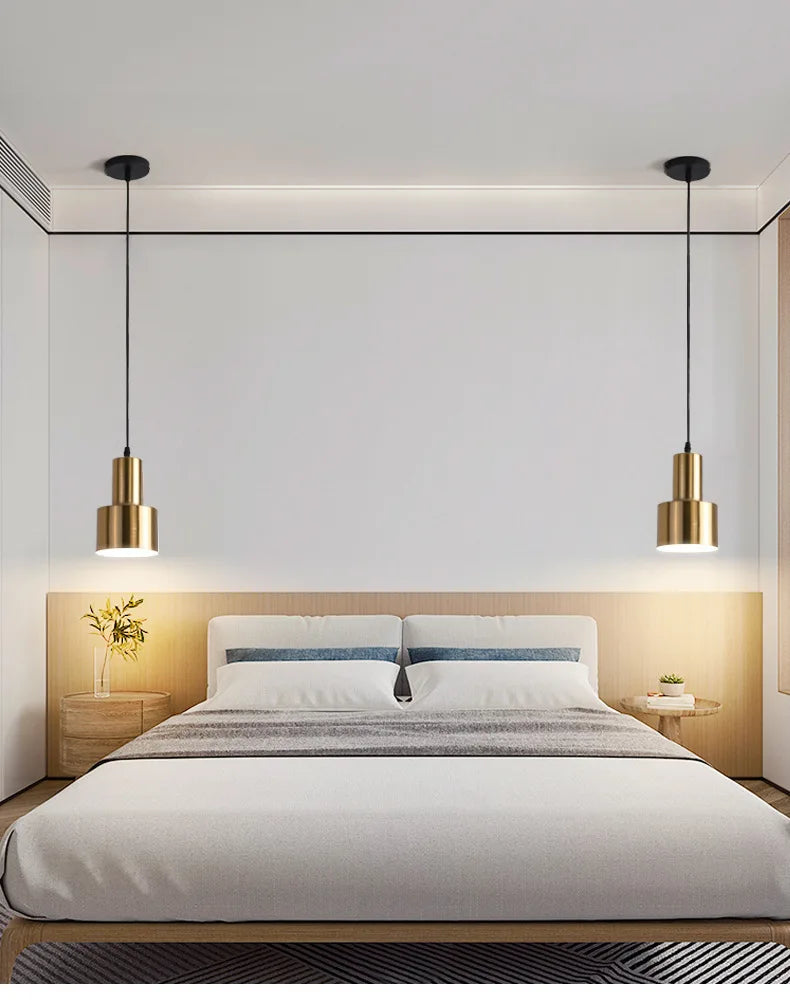 ثريا بجانب السرير بسيطة وحديثة لغرفة النوم وغرفة المعيشة وخلفية الجدار الخفيفة غرفة الطعام الإبداعية ثريا برأس واحد