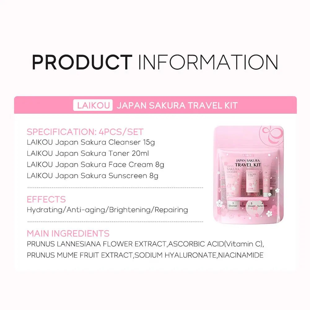4pcs/6pcs Sakura Skin Care Set Japan Brand Nourishing Cleansing Essence Eye Cream Face Cream Toner Sunscreen High-end Gift Set