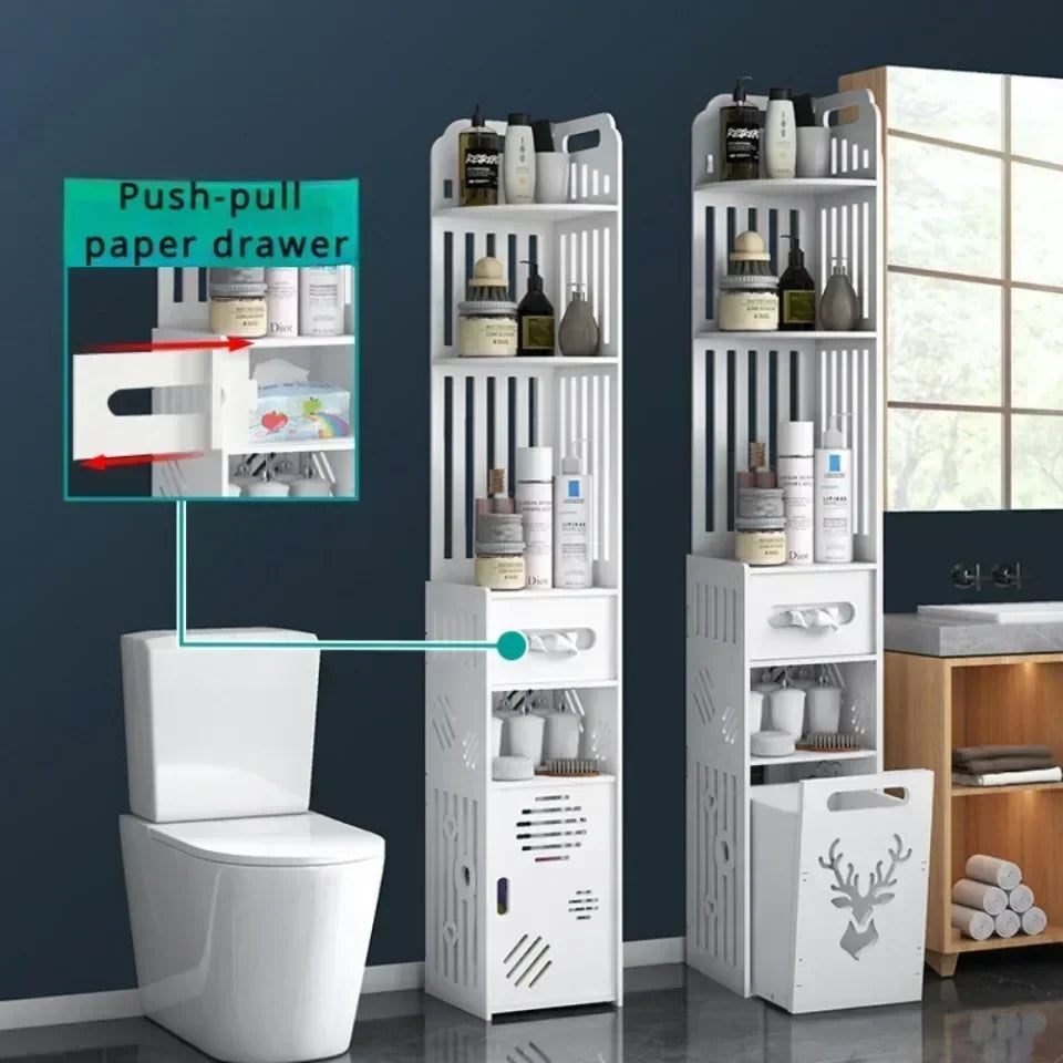 Bathroom Storage Cabinet Large Capacity Narrow Seam Storage Rack Waterproof Storage Rack Bathroom Floor Standing Storage Rack