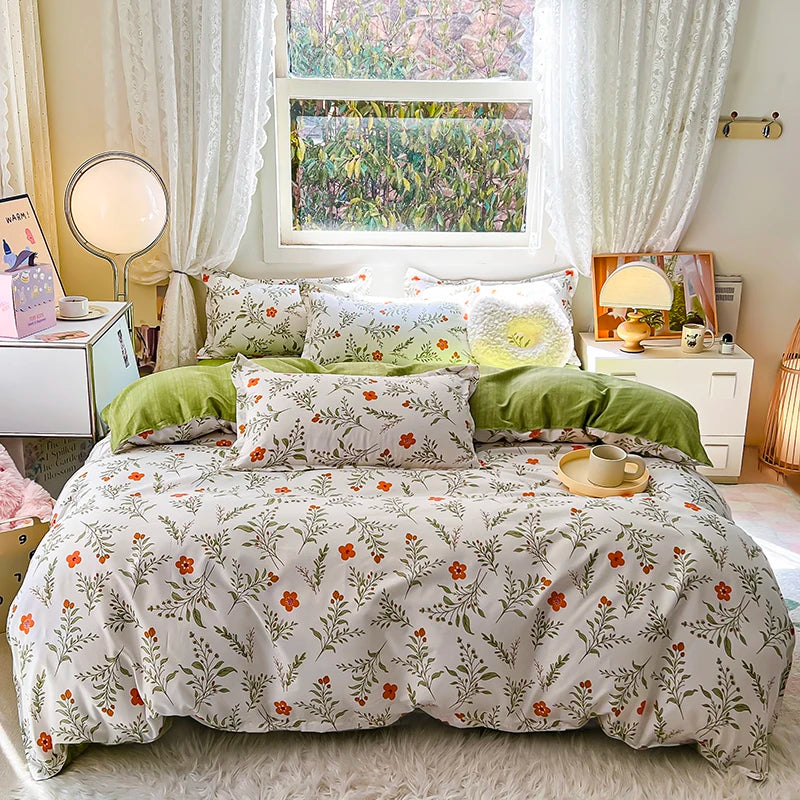 Home Textile Microfiber Bedding Set 4pcs Duvet Cover Set Printed Grey Bed Linens 2025 New Polyester Top Sheet Pillowcase