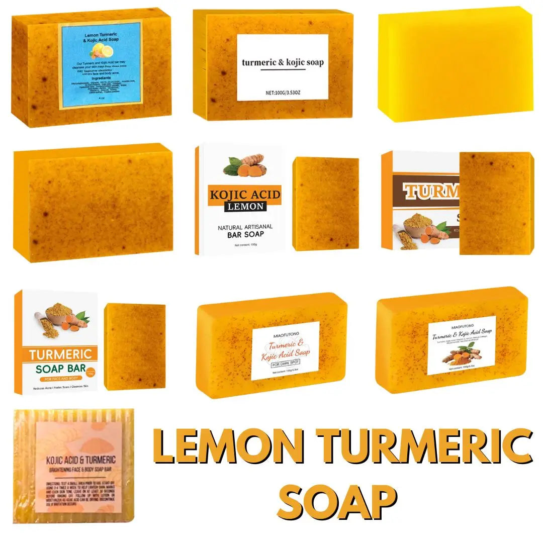 Turmeric Soap & Kojic Acid Soap Body And Facial Cleaning Handmade Soap For Dark Skin Glowing Even Skin Tone Tender Skin Care