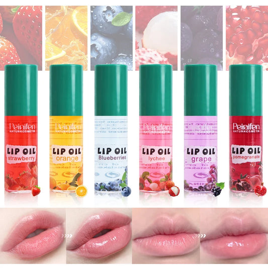 6PCS Fruit-Flavored Lip Balm Set Watery Lip Gloss Lip Oil Smooth Lip Lines Plump Lips Beauty Care Kit for Lip Hydration