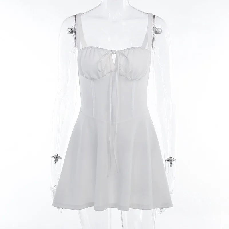 2025 New Summer Fashion French Style Elegant Casual Tied Waist-fitted Slim Dress Women Foreign Trade Sleeveless Side Slit Dress