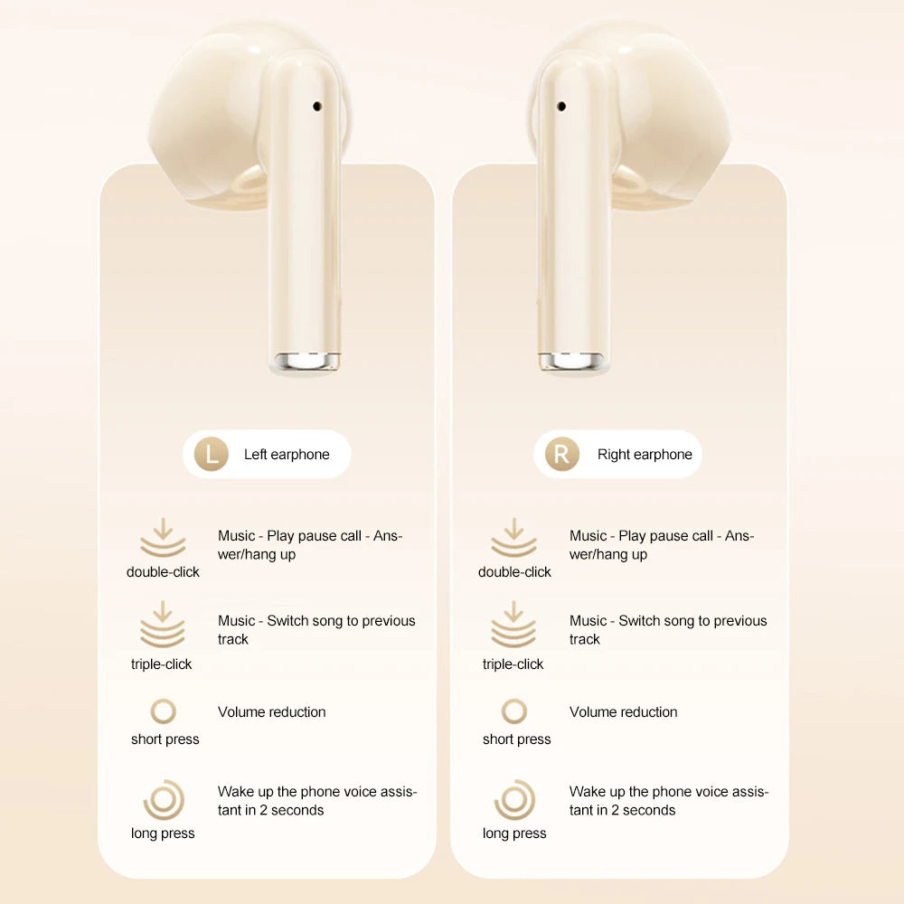 Bluetooth 5.4 Earphones TWS Wireless Headphones Mini Earbuds LED Display Gaming Headsets HiFi Stereo Noise Reduction Earphone