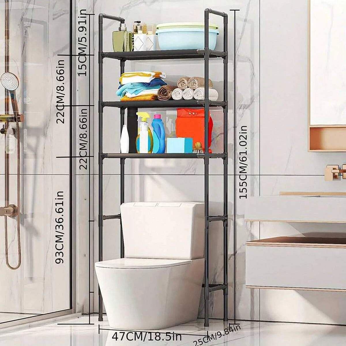 1pc-3rd Floor Bathroom Storage Rack, Bathroom Rack Above Toilet Seat,bathroom Storage Platform, Multifunctional Storage Platform