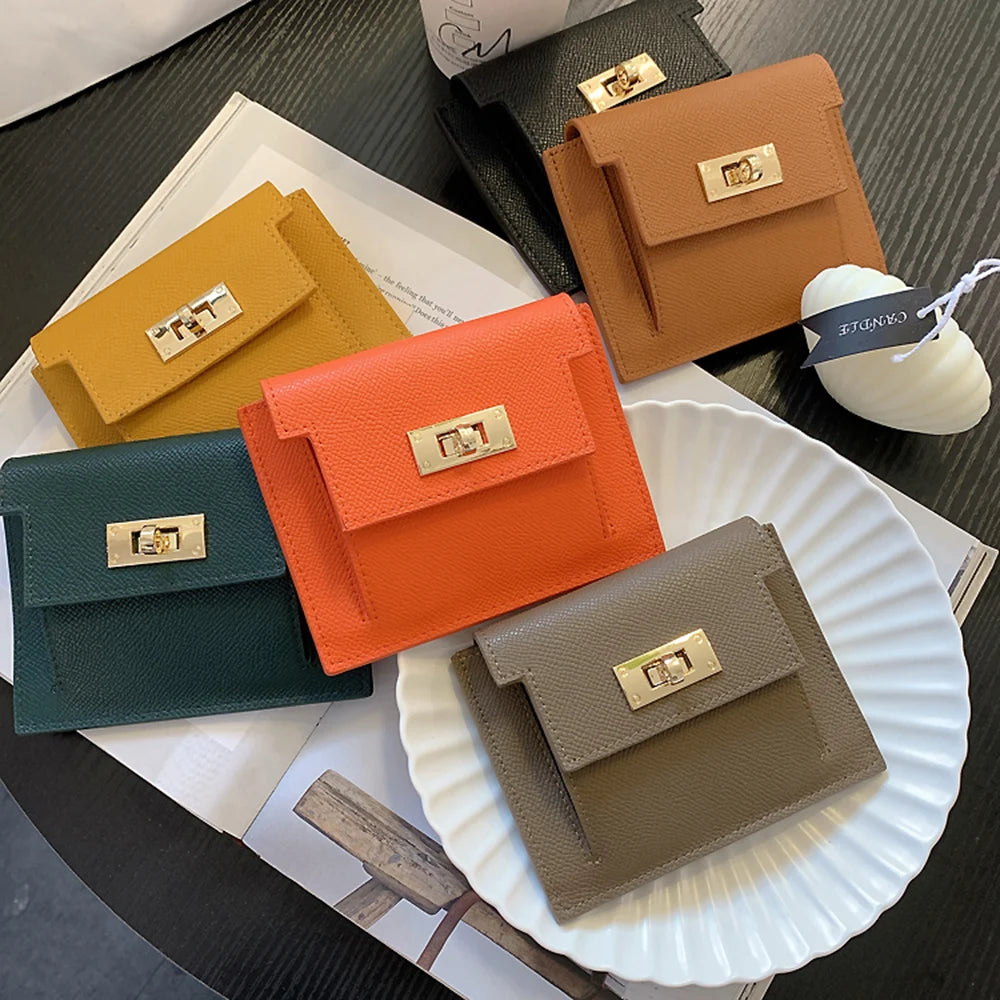 محفظة نقود من الجلد الأصلي للنساء والرجال بتصميم فاخر، حقيبة بطاقات ائتمان قابلة للطي، حروف مخصصة، حقيبة نقود صلبة، محفظة صغيرة