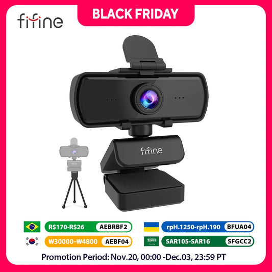 FIFINE 1440p Full HD PC Webcam with Microphone, tripod, for USB Desktop & Laptop,Live Streaming Webcam for Video Calling-K420