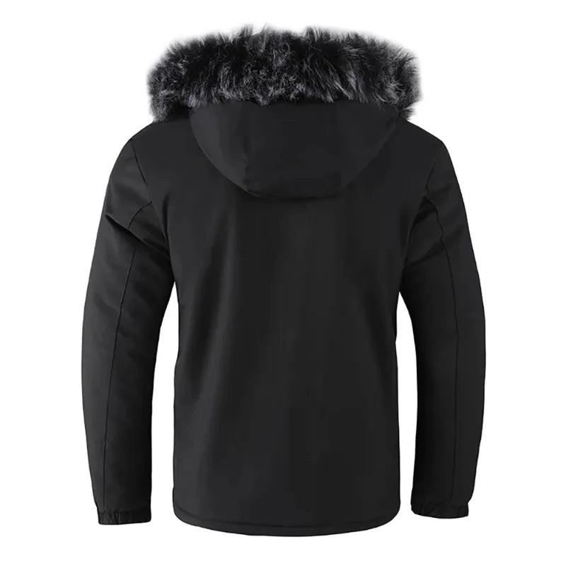 Men's Fall and Winter Casual Fashion Trend with The Hooded Cotton Jacket Windproof Padded Cold Pure Color Simple Cotton Clothing