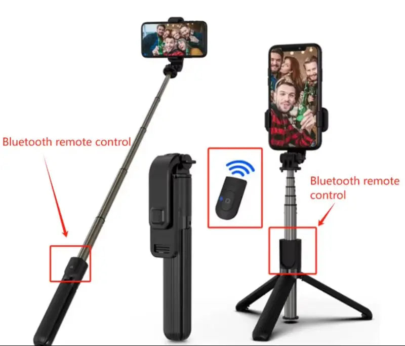 H1 Wireless Bluetooth Selfie Stick tripod monopod stand Phone holder for Outdoor travel 3 IN 1