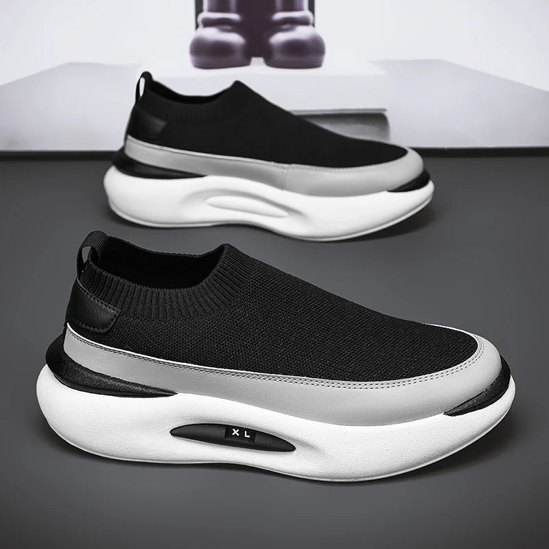 Summer New Sports Shoes Men's Socks Breathable Mesh Running Shoes Black Slip-On Slip-Ons Men's Casual Driving Shoes Suitable for Outdoor