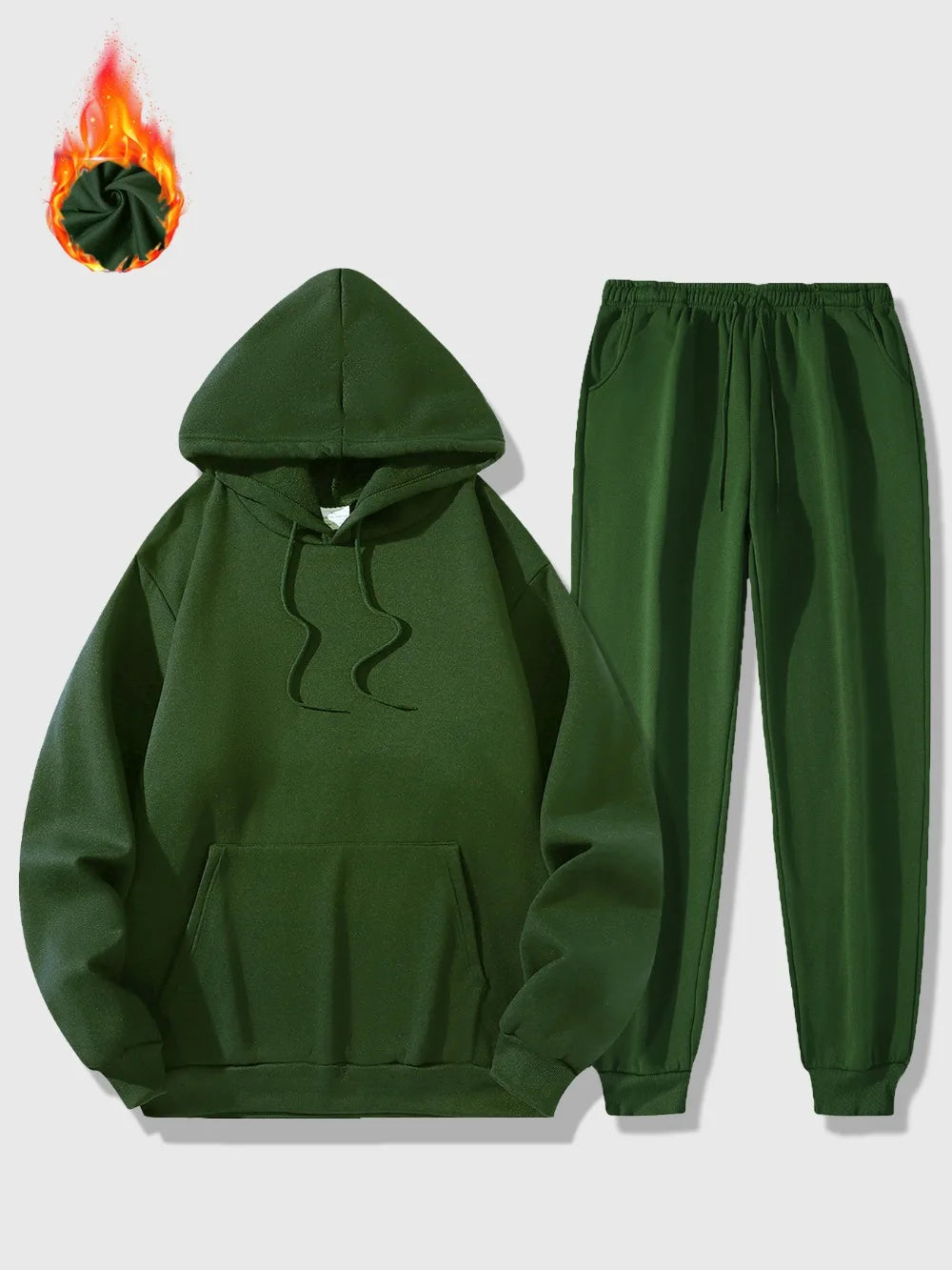 Men's Sports Suit Autumn and Winter Outdoor Sports Hoodie + Pants 2 Sets Fashion Loose Casual Sportswear Pullover and Pant