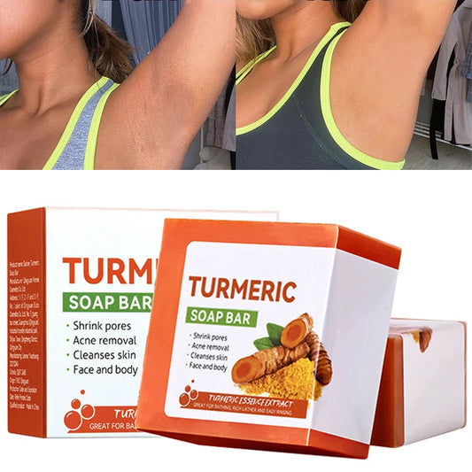 Hand Made Turmeric Soap Body Cleaning Lightening Dark Underarm Leg Body Cleansers Brightening Face Soap Tender Skin Care Beauty