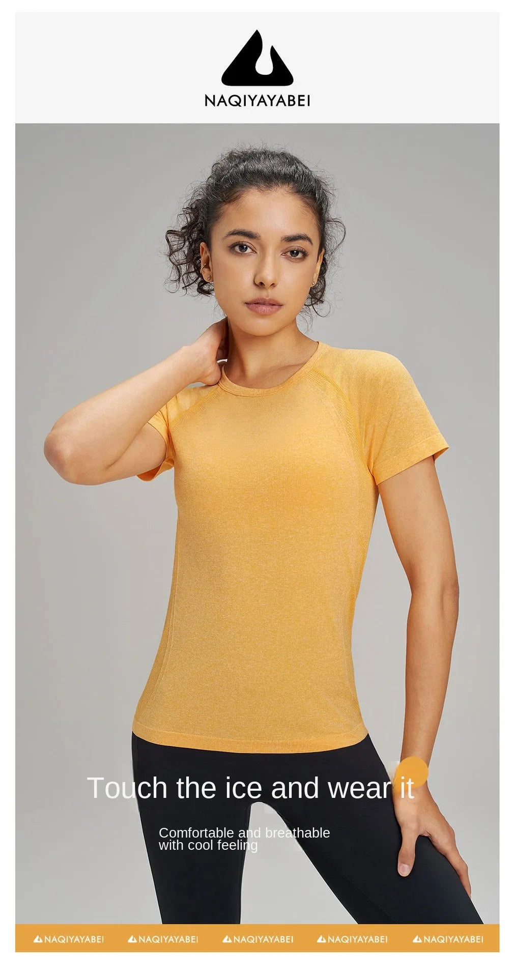 Outdoor yoga T-shirt, quick drying solid color sportswear, casual running, quick drying fitness training, short sleeved women