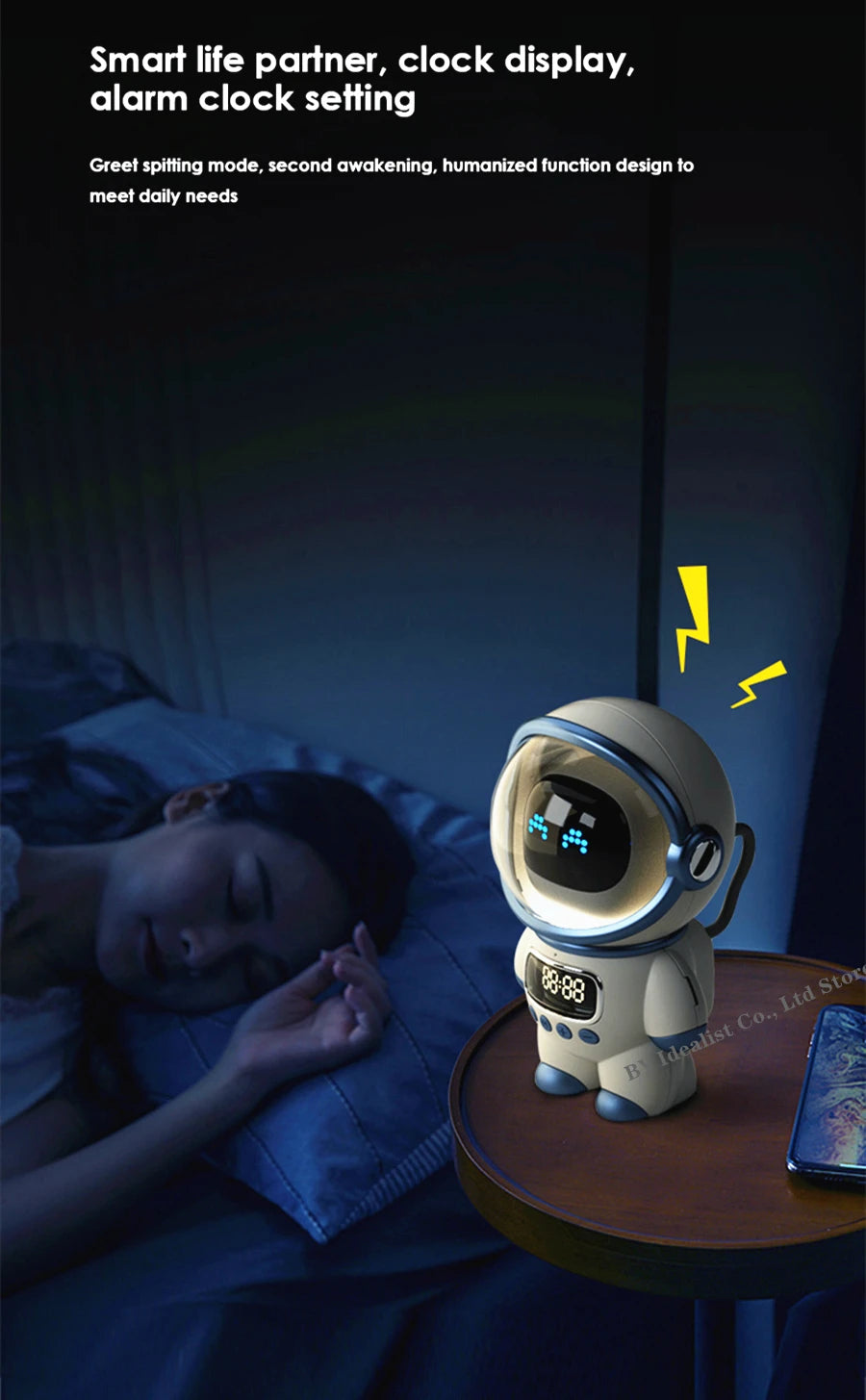 مكبر صوت بلوتوث رائد فضاء لاسلكي صغير محمول ذكي مكبرات صوت ستيريو باس راديو FM مضخم صوت مكبر صوت موسيقى