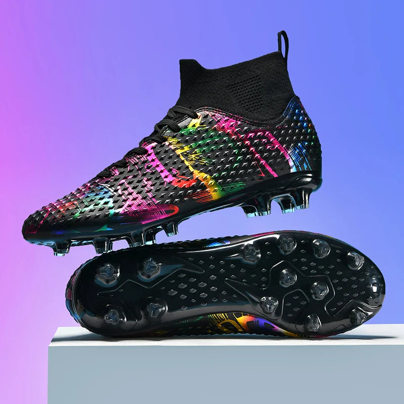 أحذية كرة القدم للرجال للتدريب على العشب الخارجي أحذية رياضية احترافية طويلة للرجال قابلة للتهوية برباط أحذية كرة قدم للرجال
