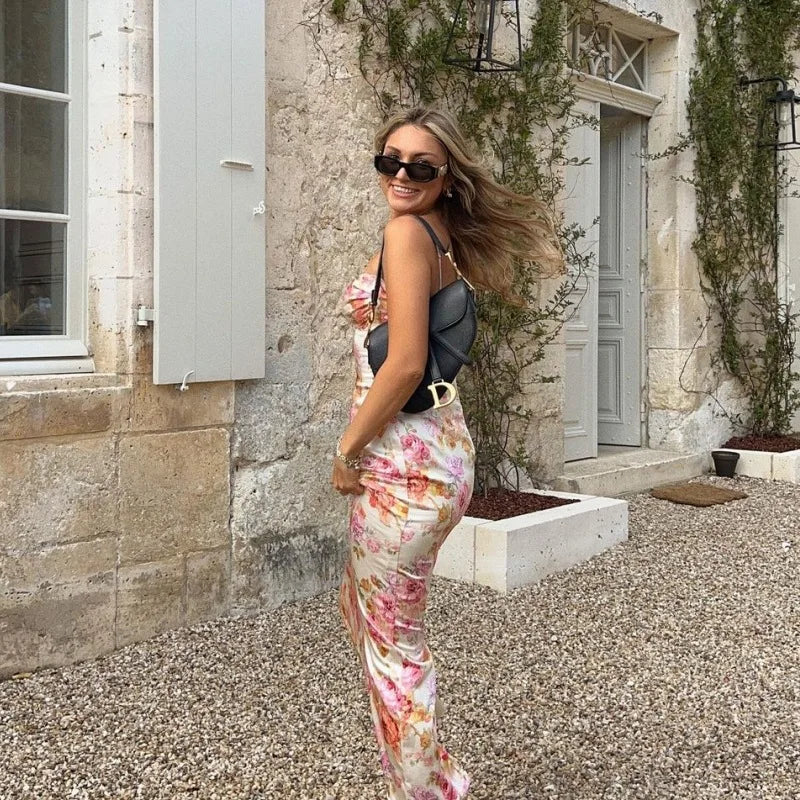 Women's Clothing Summer Fashion New Fashion Printed Slim Sexy Backless Sling Dress