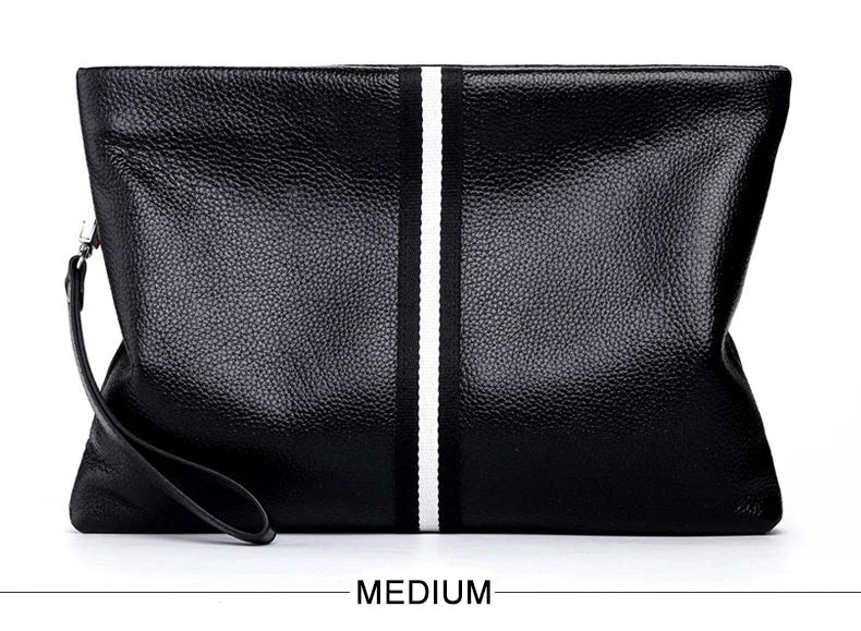 حقيبة يد أصلية من SENOFAN للرجال مخططة من جلد البقر الطبيعي، حقيبة يد رجالية، محفظة بتصميم مظروف، إصدار كوري رائع