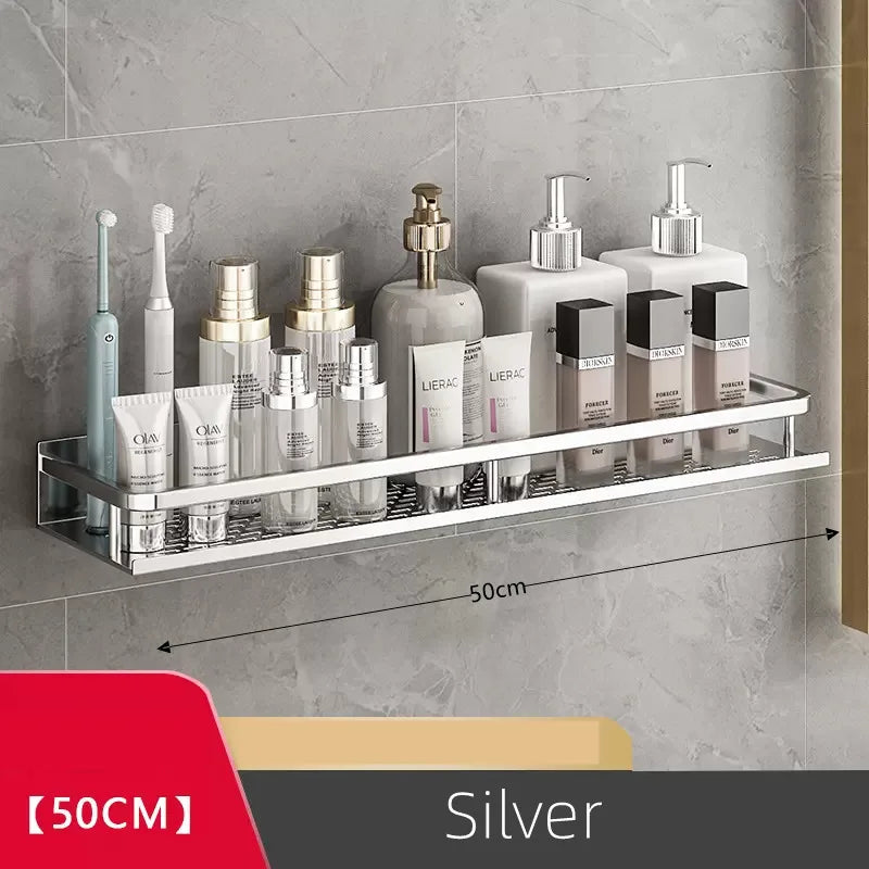 Bathroom Shelf Organizer 30-50CM Shower Storage Rack Silver Space Aluminum Toilet Shampoo Holder Bathroom Accessories