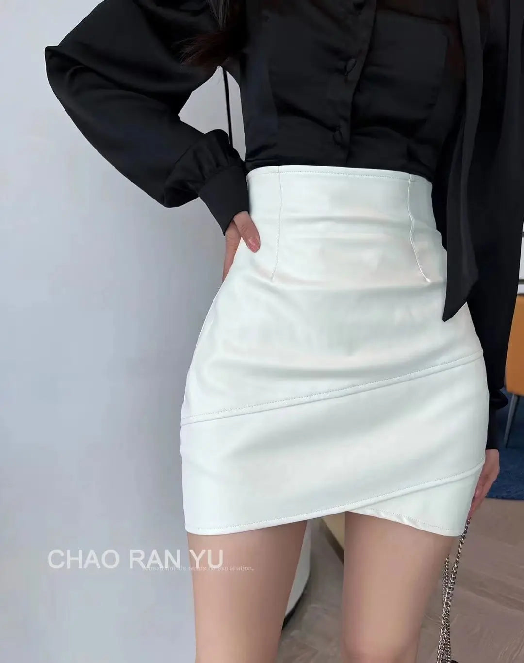 Women Clothing 2025 Autumn Korean Fashion Sexy Irregular Bodycon Mini Skirts Female High Waist Solid PU Leather Skirt Y2K Faldas