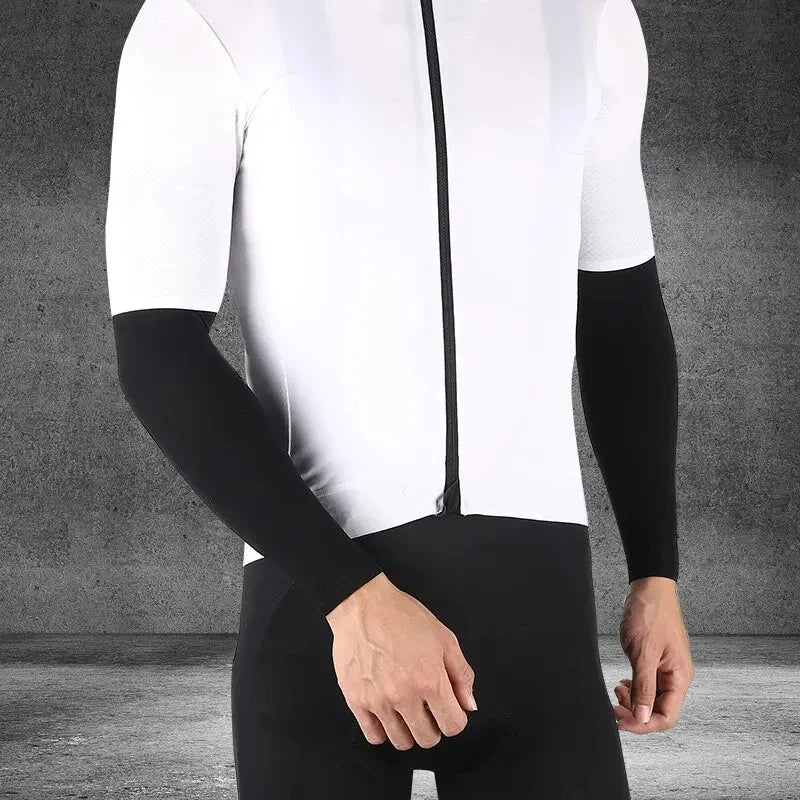 أكمام ذراع رياضية من الحرير الجليدي لركوب الدراجات وحماية من أشعة الشمس فوق البنفسجية والسفر في الهواء الطلق والجري والصالة الرياضية واللياقة البدنية وأكمام ذراع صيفية رائعة