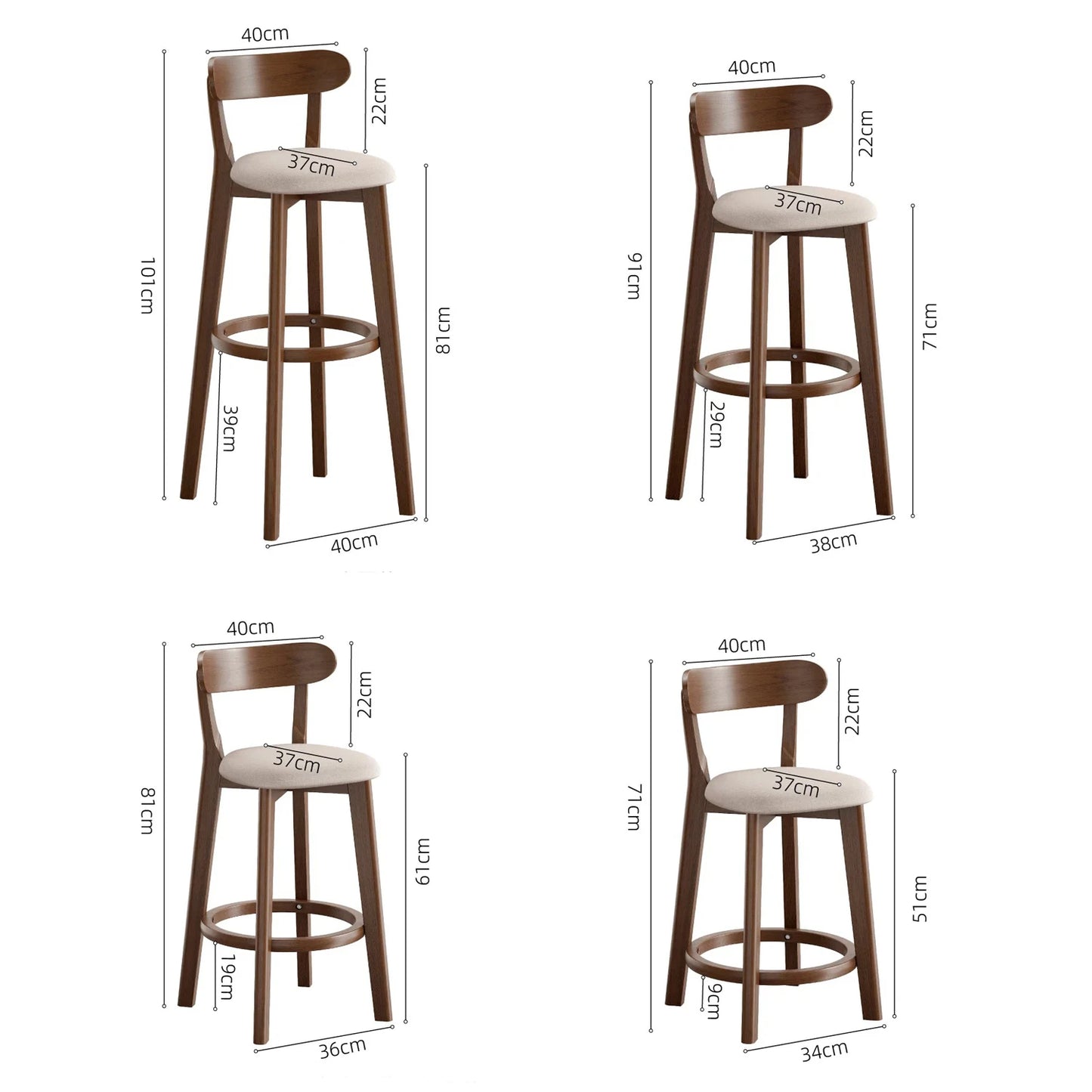 Wooden Bar Stool Modern Dining Room Office Stool Luxury Chaises for Nordic Interior Decoration Luxury Wooden Dining Stool