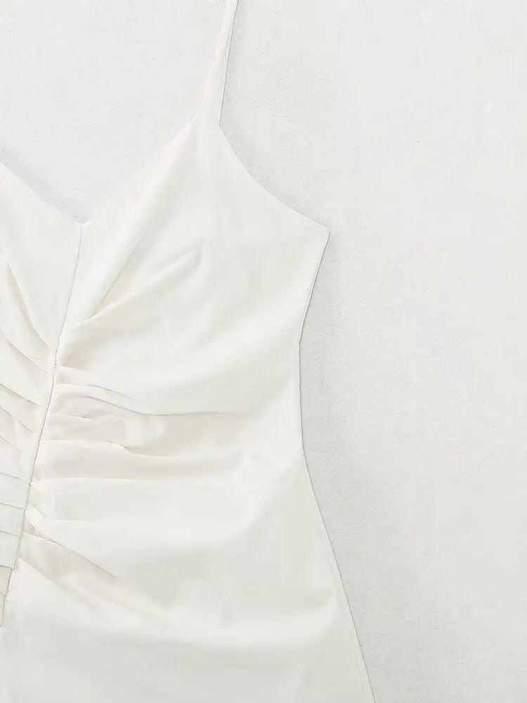 2025 Women's New Fashion European Style Elegant Pleated Lingerie Mid-Length Dress SwiftNest