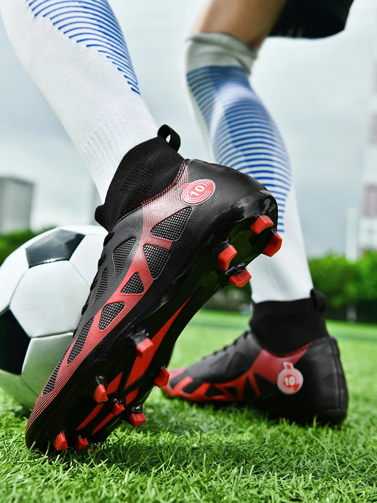 Professional Soccer Shoes Men Outdoor High-Top Sports Football Boots Boots Ag/Fg Long Spikes Artificial Grass Training Match Spi