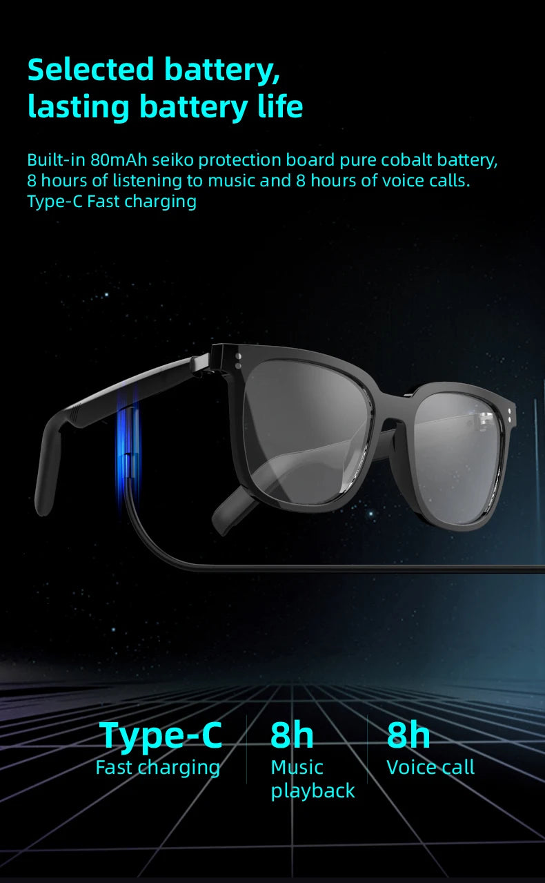 Bluetooth 5.4 Glasses Headsets Wireless Glasses Earphones Air Conduction Headphones Noise Reduction Earbuds Outdoor for Xiaomi