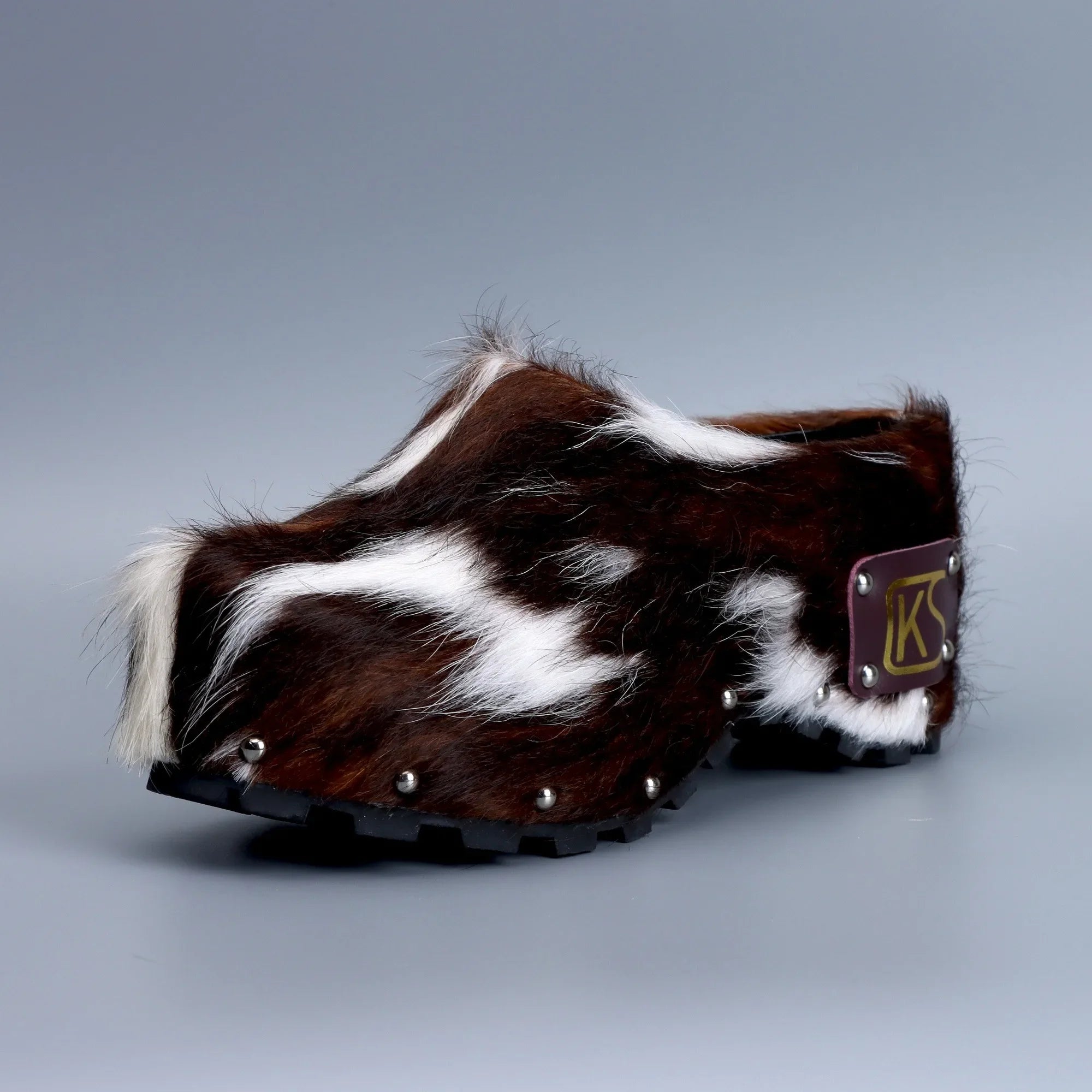 Women’s Cowhide Platform Clogs Sandals Wide Fit Comfort Designer Fur Shoes for Flat Feet, Soft Sole Anti-Slip Mules for All-Day