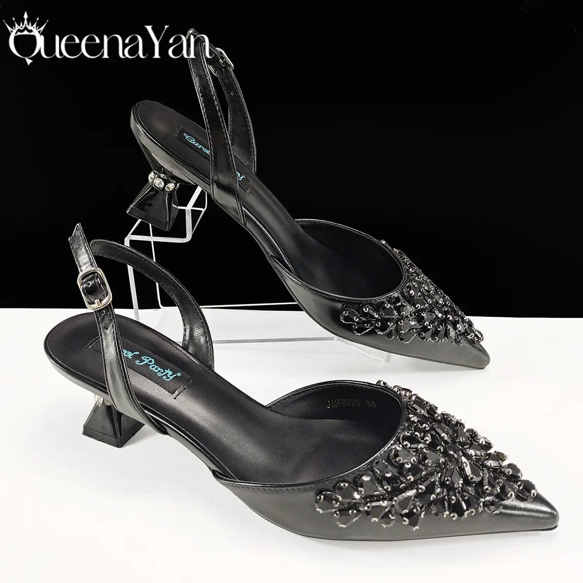 Queena Yan Italian shoes and handbags accessory set with rhinestone metal embellishments Wedding shoes Bridal shoes Designer