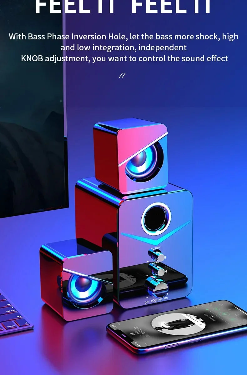 Bluetooth Speaker Home Theater Sound Bass System Mini Speakers Desktop Computer MP3 Player Audio for PC Phone Subwoofer Soundbar